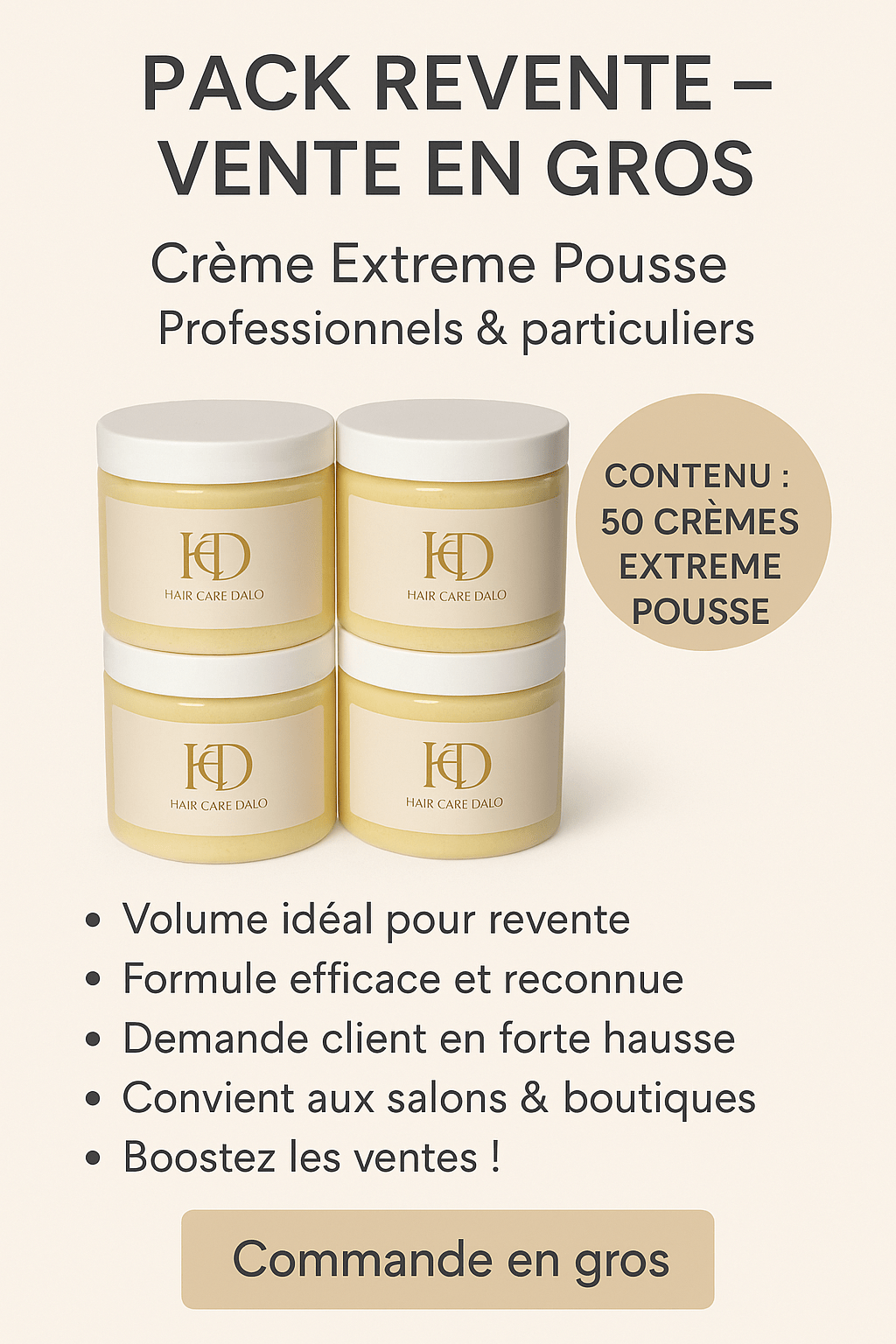 Pack Revente – 50 Crèmes Extreme Pousse (Vente en gros)