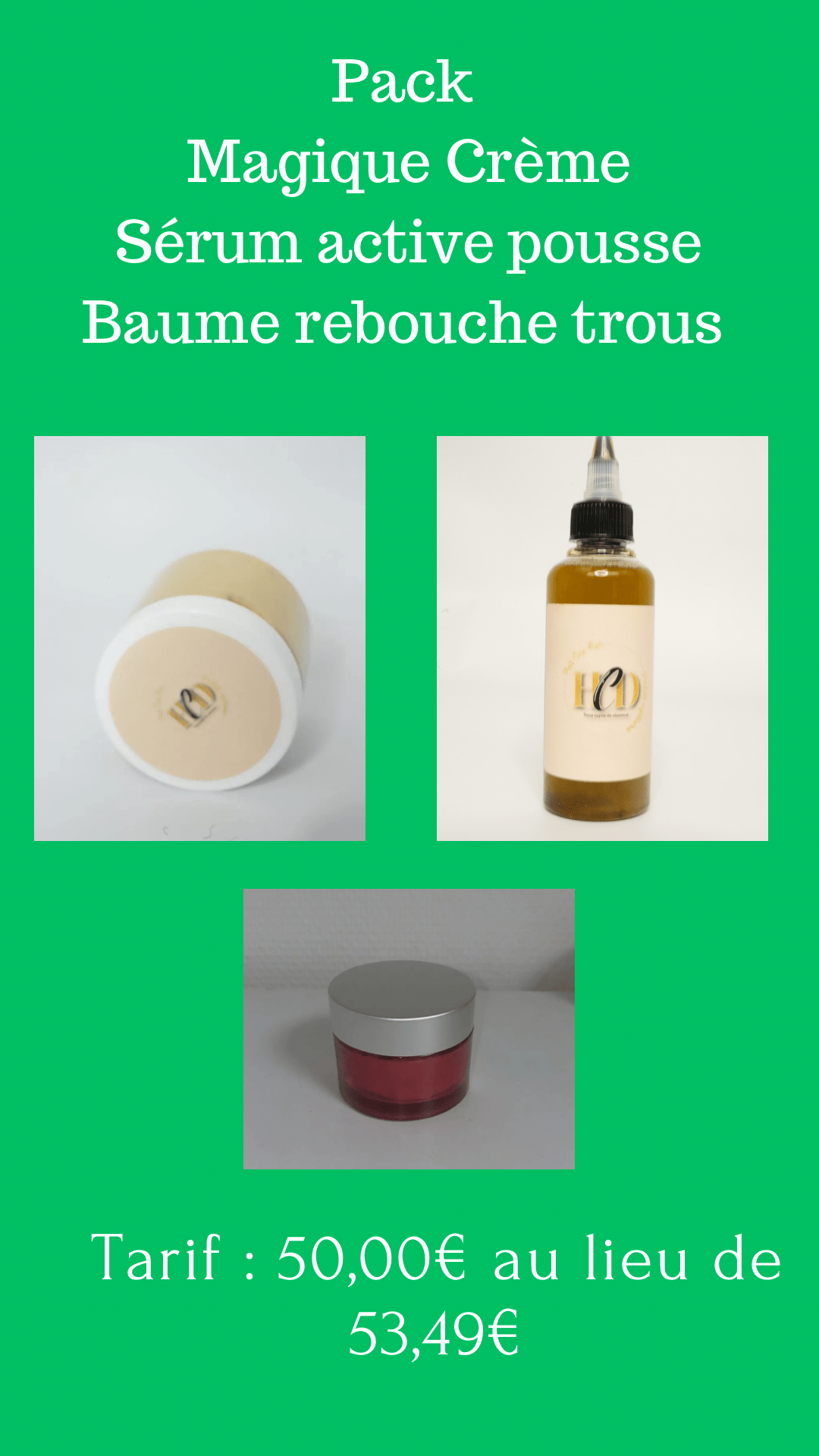 Pack 4 Magique Crème + Sérum active pousse + Baume